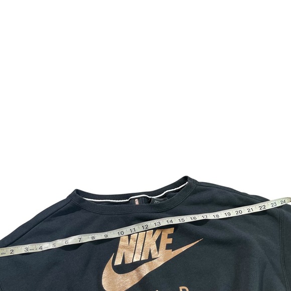 Nike Air Cropped Sweatshirt Black Gold Logo Small S Crewneck Long Sleeve - Picture 6 of 8